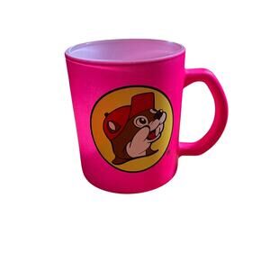 Buc-ees Hot Pink Coated Glass Mug Coffee Tea